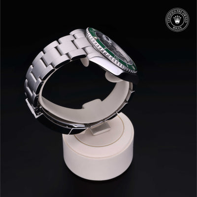 Rolex Certified Pre-owned Submariner Date M116610LV-0002 front on black background