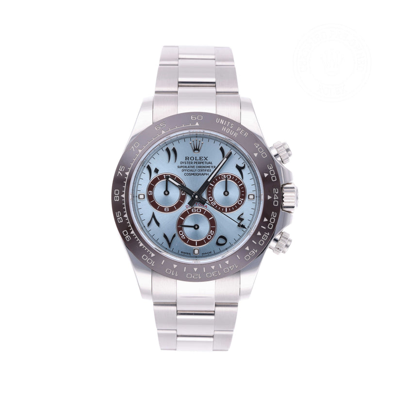 Rolex Certified Pre-owned Daytona M116506-0004 front on white background