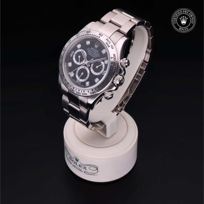Rolex Certified Pre-owned Daytona M116509-0014 front on black background