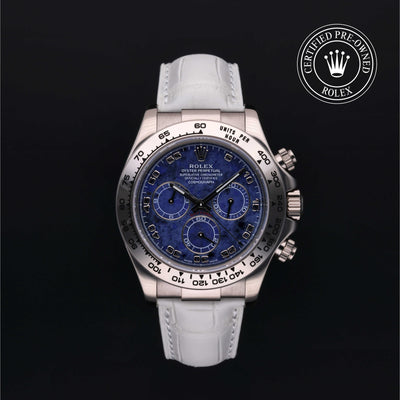 Rolex Certified Pre-owned Daytona M116519-0045 front on black background