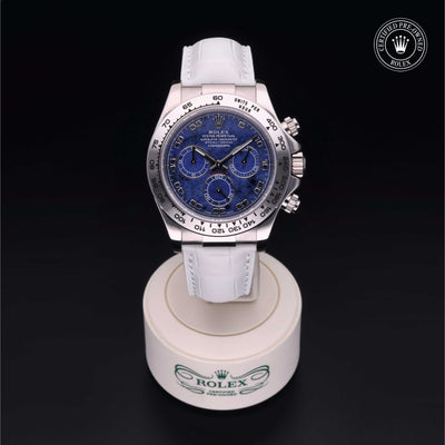 Rolex Certified Pre-owned Daytona M116519-0045 front on black background