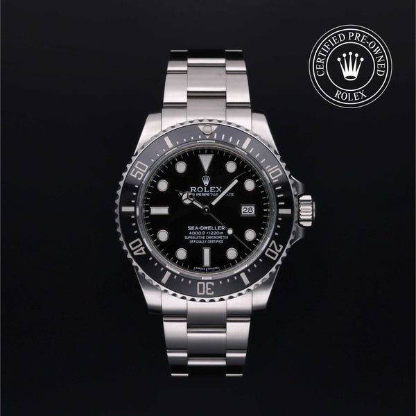 Rolex Certified Pre-owned Sea-Dweller M116600-0003 front on black background