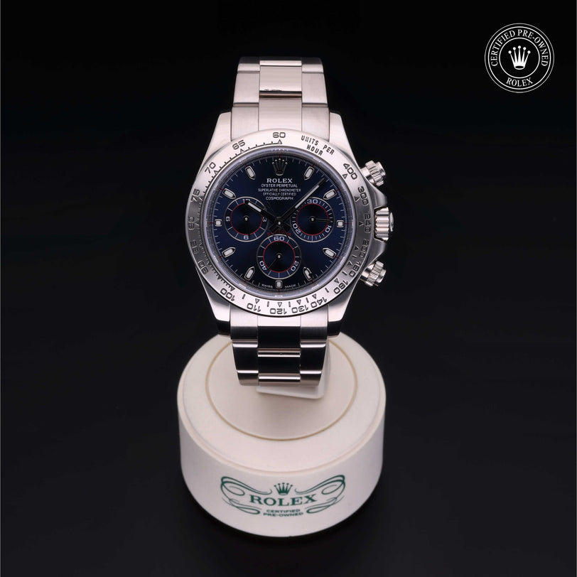Rolex Certified Pre-owned Daytona M116509-0036 front on black background