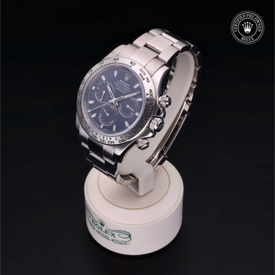 Rolex Certified Pre-owned Daytona M116509-0036 front on black background
