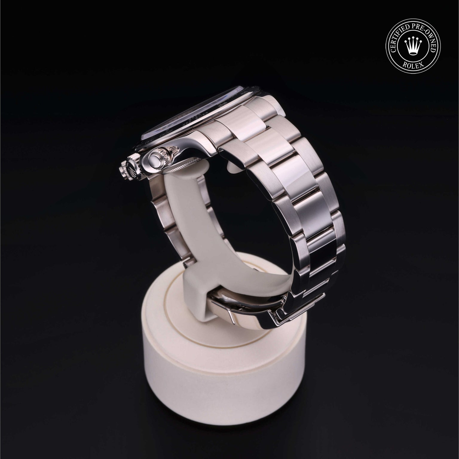 Rolex Certified Pre-owned Daytona M116509-0036 front on black background