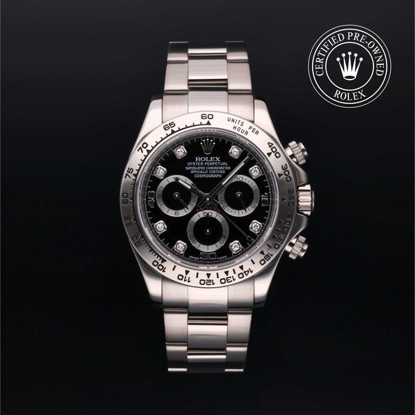 Rolex Certified Pre-owned Daytona M116509-0013 front on black background