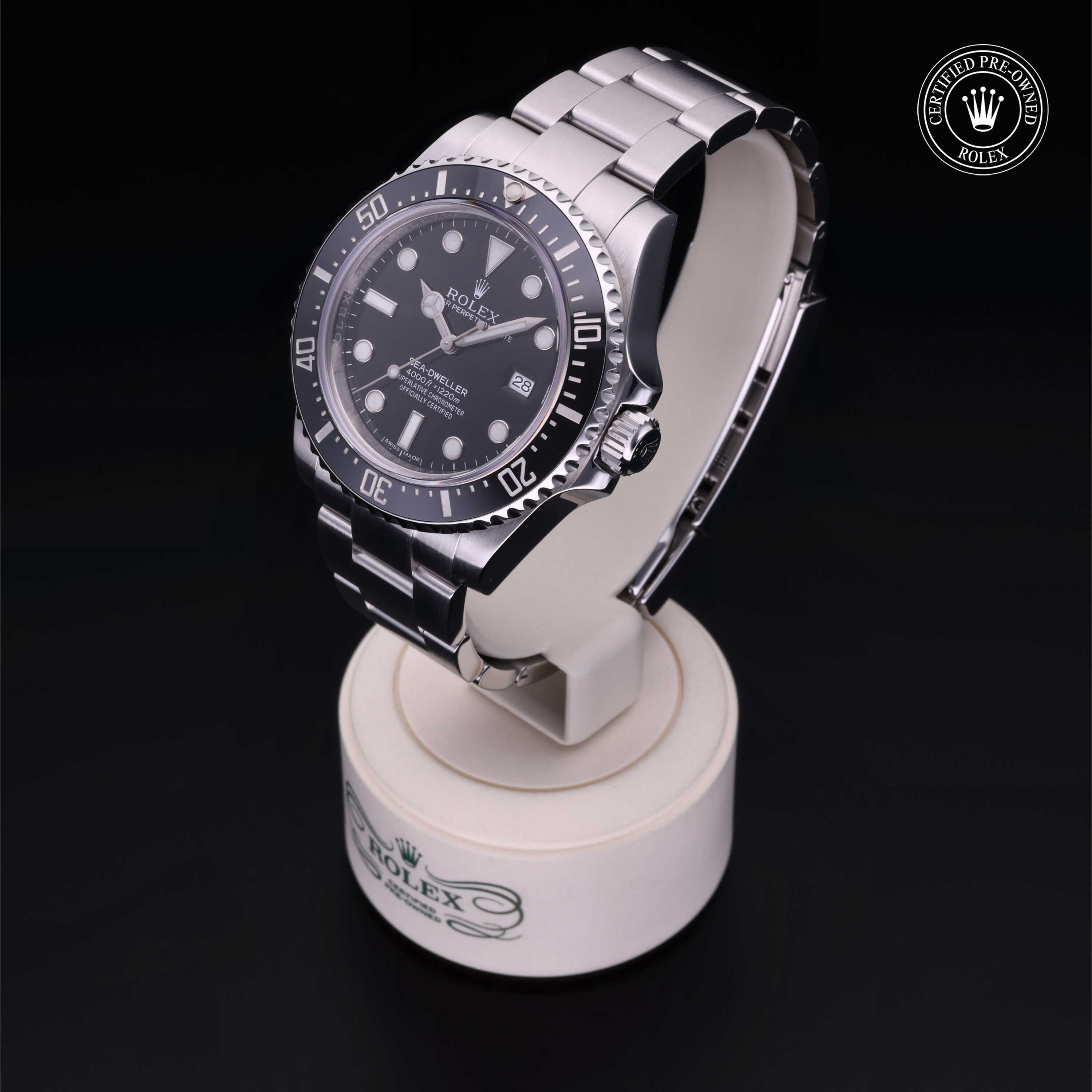Rolex Certified Pre-owned Sea-Dweller M116600-0003 front on black background