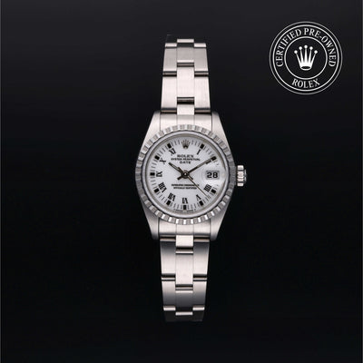 Rolex Certified Pre-owned Date M69240-0004 front on black background