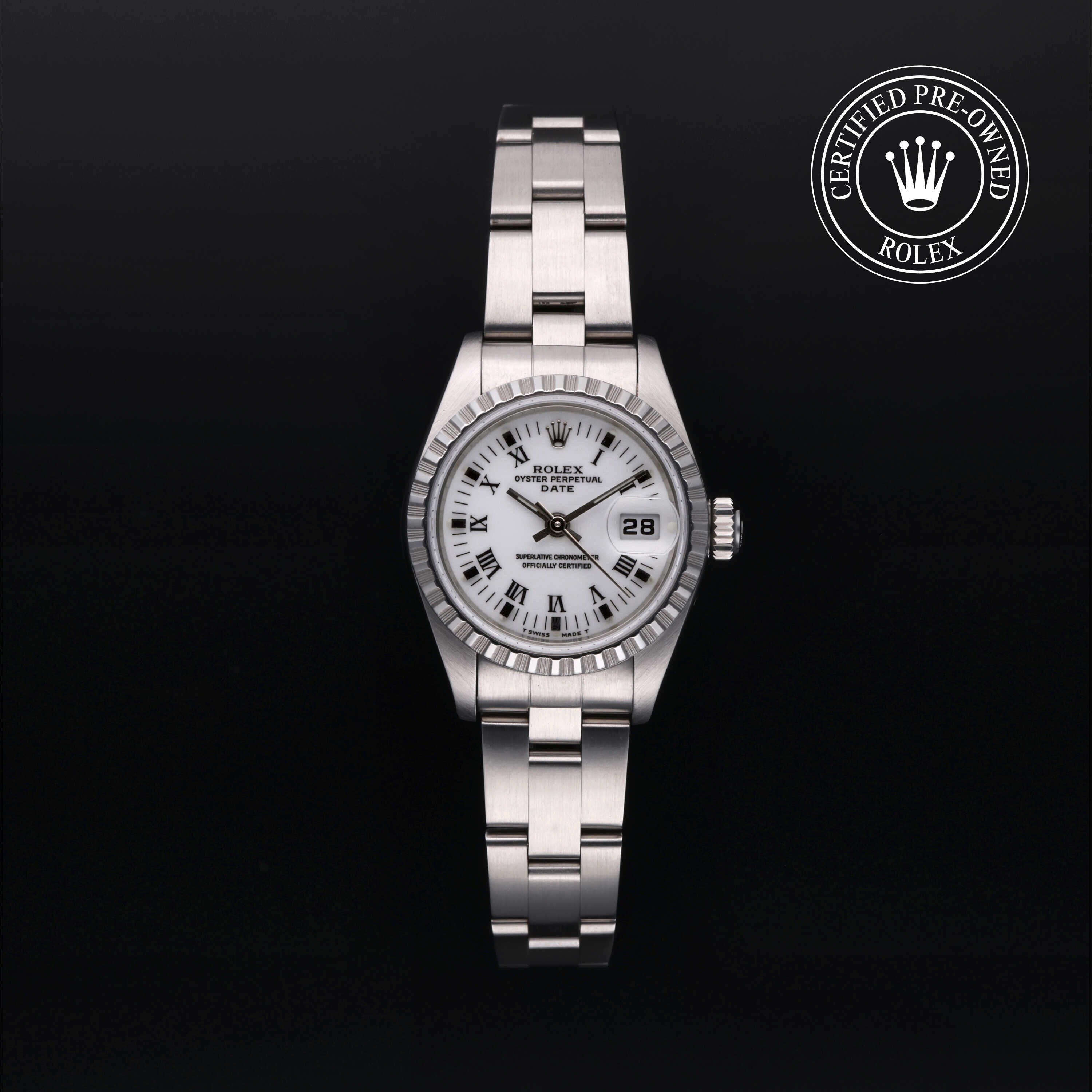 Rolex Certified Pre-owned Date M69240-0004 front on black background