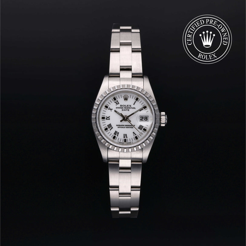 Rolex Certified Pre-owned Date M69240-0004 front on black background
