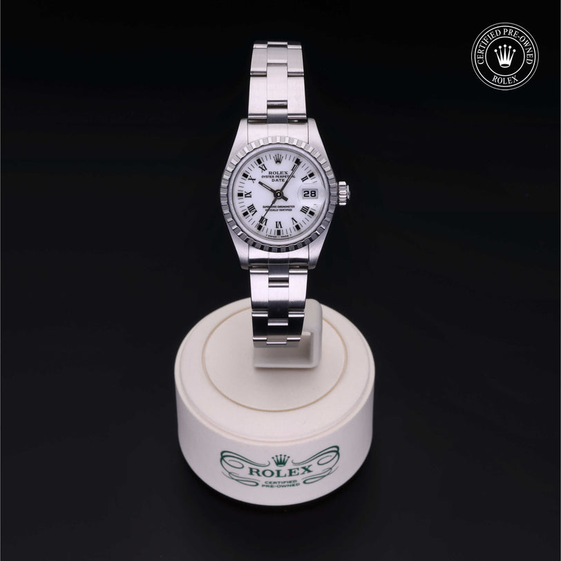 Rolex Certified Pre-owned Date M69240-0004 front on black background