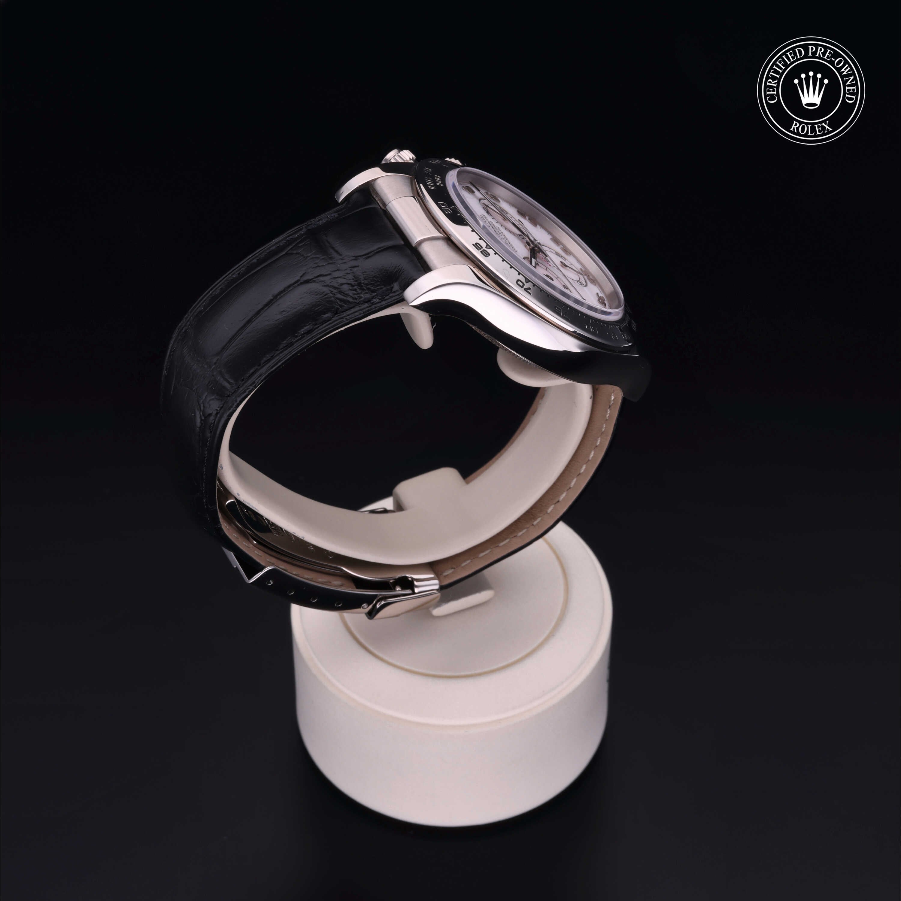 Rolex Certified Pre-owned Daytona M116519-0046 front on black background