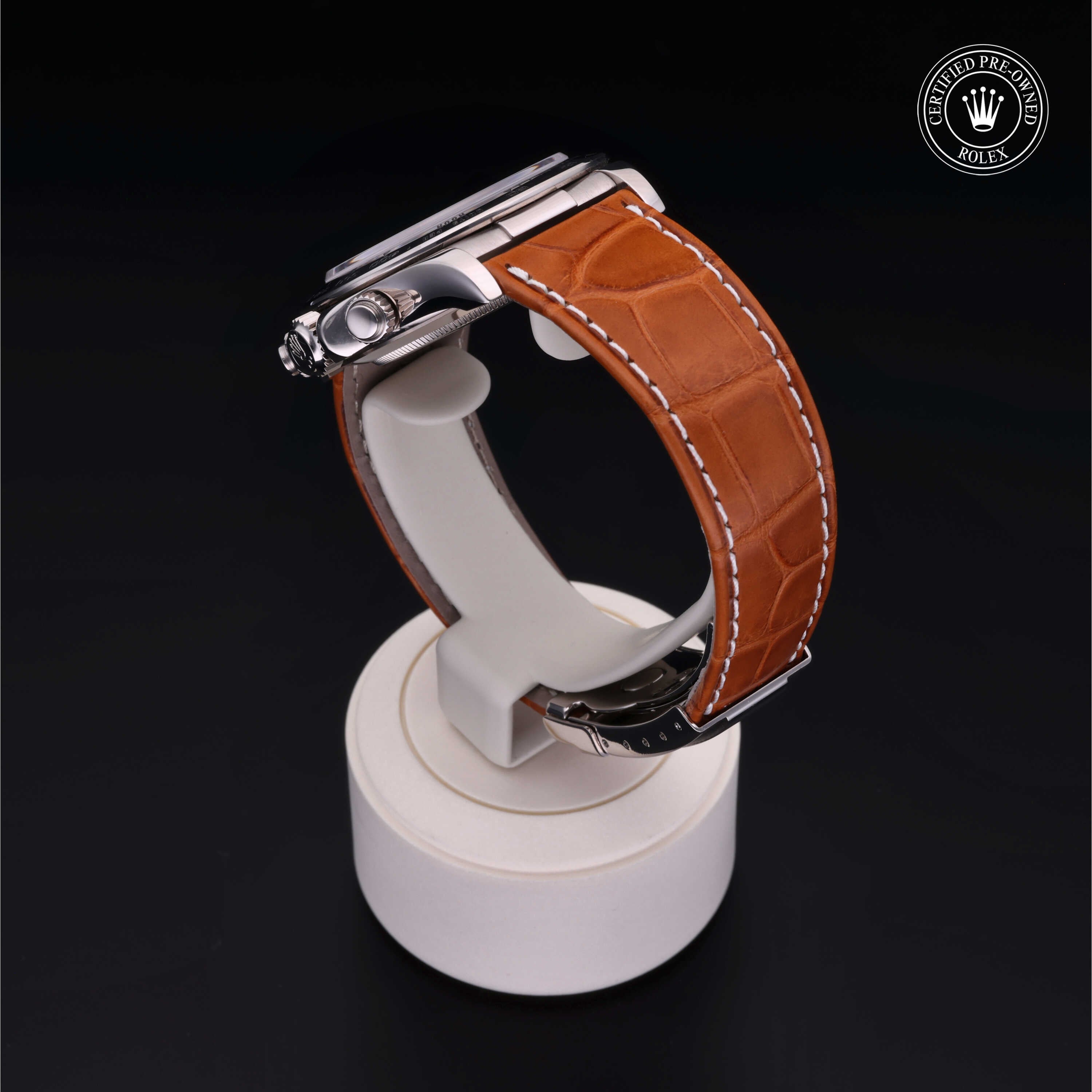 Rolex Certified Pre-owned Daytona M16519-0006 front on black background