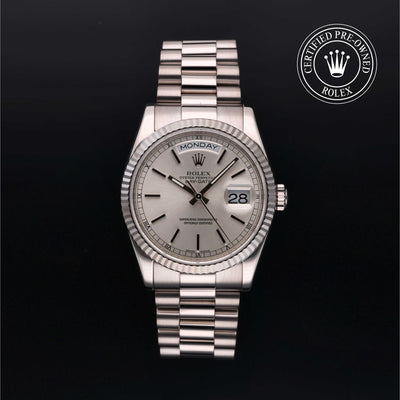 Rolex Certified Pre-owned Day-date M118239-0086 front on black background