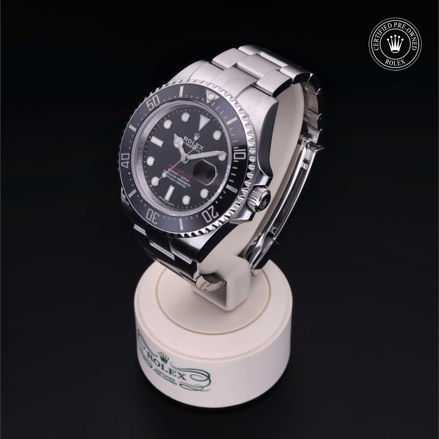Rolex Certified Pre-owned Sea-Dweller M126600-0001 front on black background
