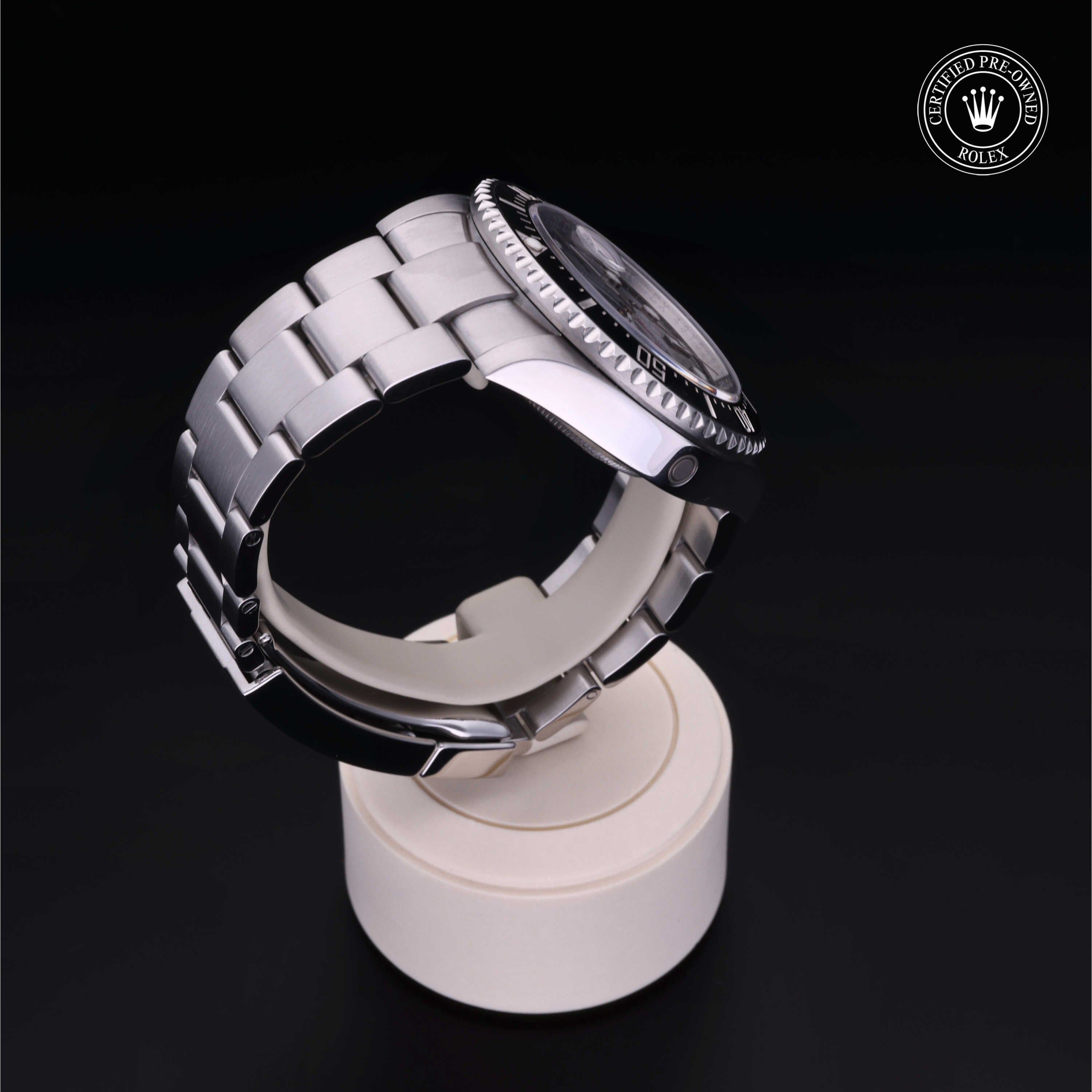 Rolex Certified Pre-owned Sea-Dweller M126600-0001 front on black background