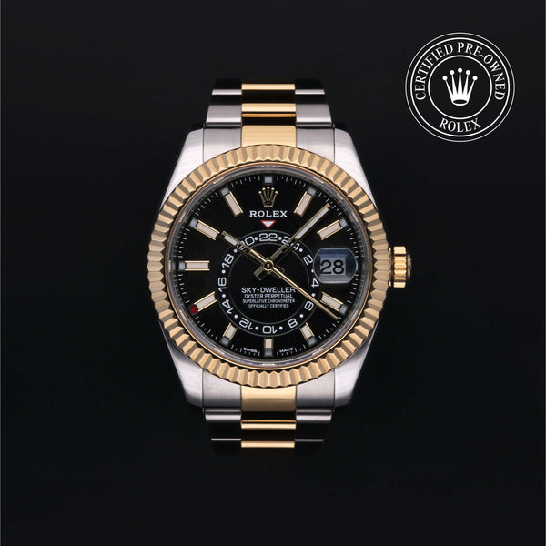 Rolex Certified Pre-owned Sky-Dweller M326933-0002 front on black background