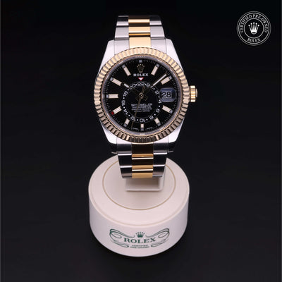Rolex Certified Pre-owned Sky-Dweller M326933-0002 front on black background