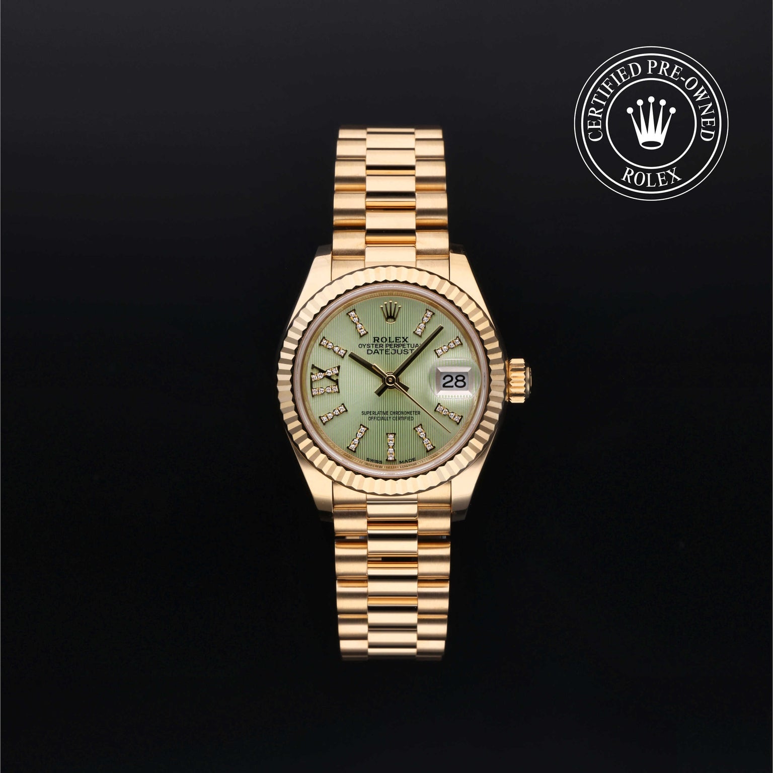 Rolex Certified Pre-owned Lady Datejust M279178-0007 front on black background