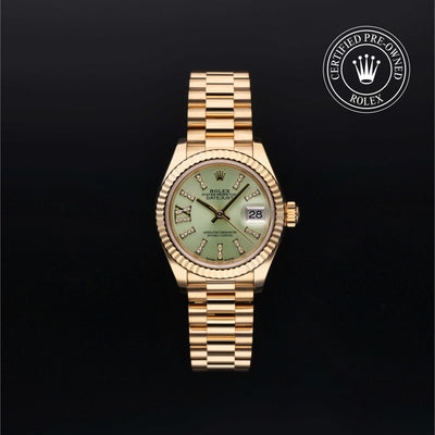 Rolex Certified Pre-owned Lady Datejust M279178-0007 front on black background