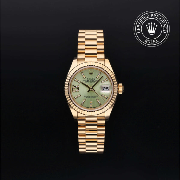 Rolex Certified Pre-owned Lady Datejust M279178-0007 front on black background