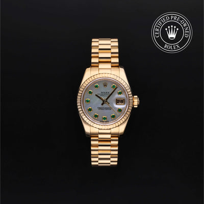 Rolex Certified Pre-owned Lady Datejust M179178-0200 front on black background