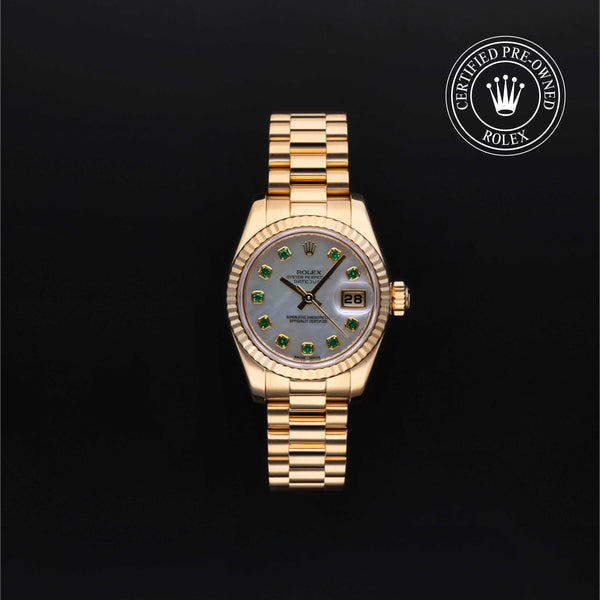 Rolex Certified Pre-owned Lady Datejust M179178-0200 front on black background