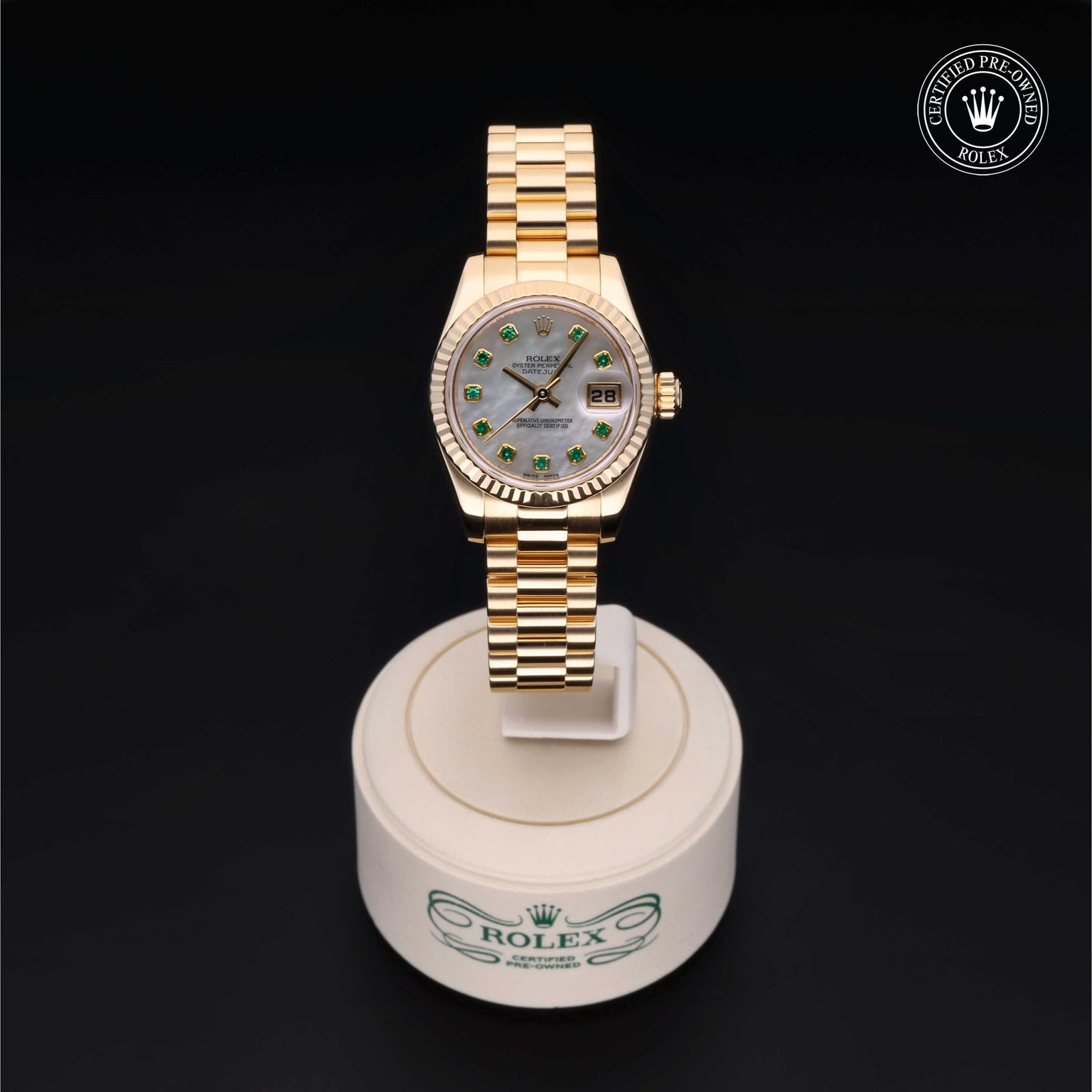 Rolex Certified Pre-owned Lady Datejust M179178-0200 front on black background