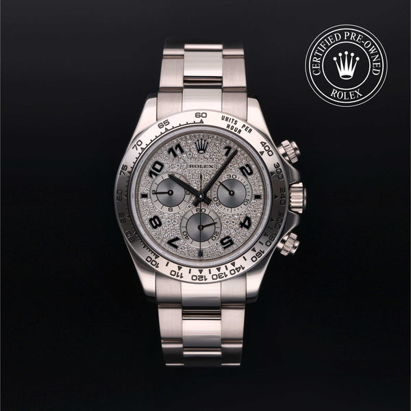 Rolex Certified Pre-owned Daytona M116509-0013 front on black background