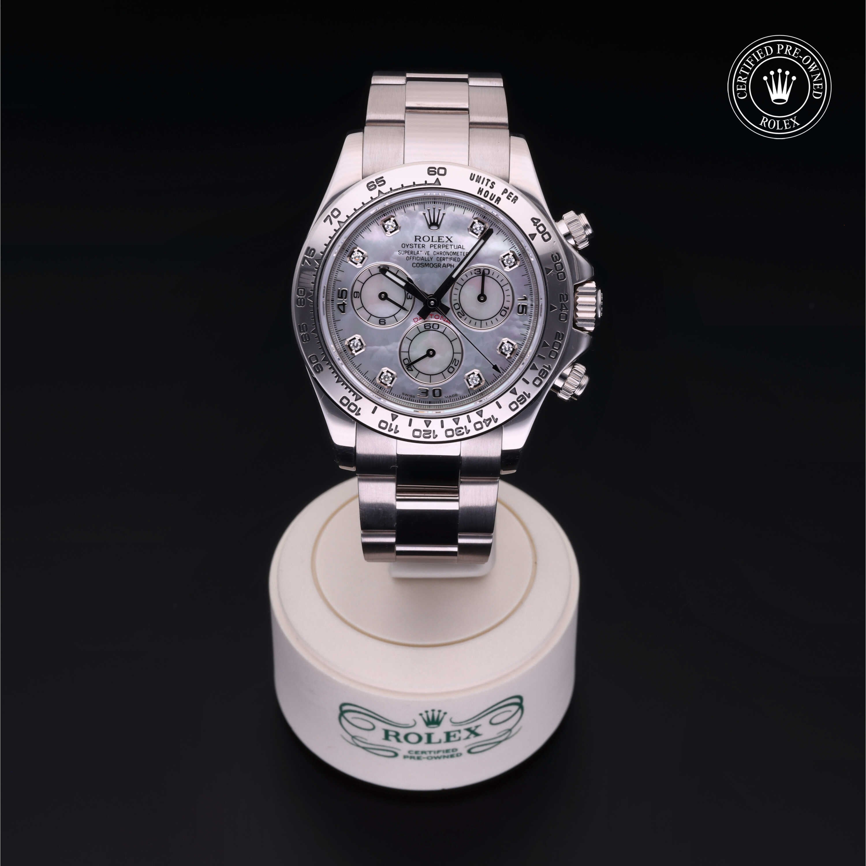 Rolex Certified Pre-owned Daytona M116509-0045 front on black background