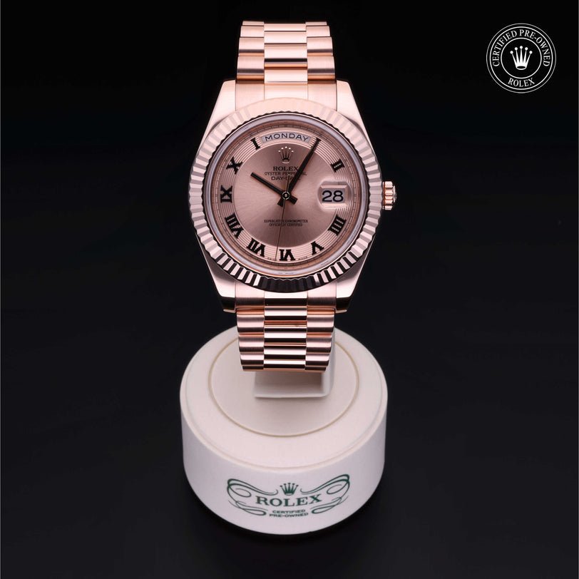 Rolex Certified Pre-owned Day-date Ii M218235-0001 front on black background