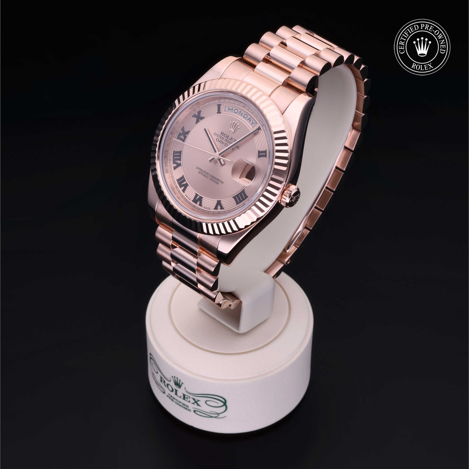 Rolex Certified Pre-owned Day-date Ii M218235-0001 front on black background
