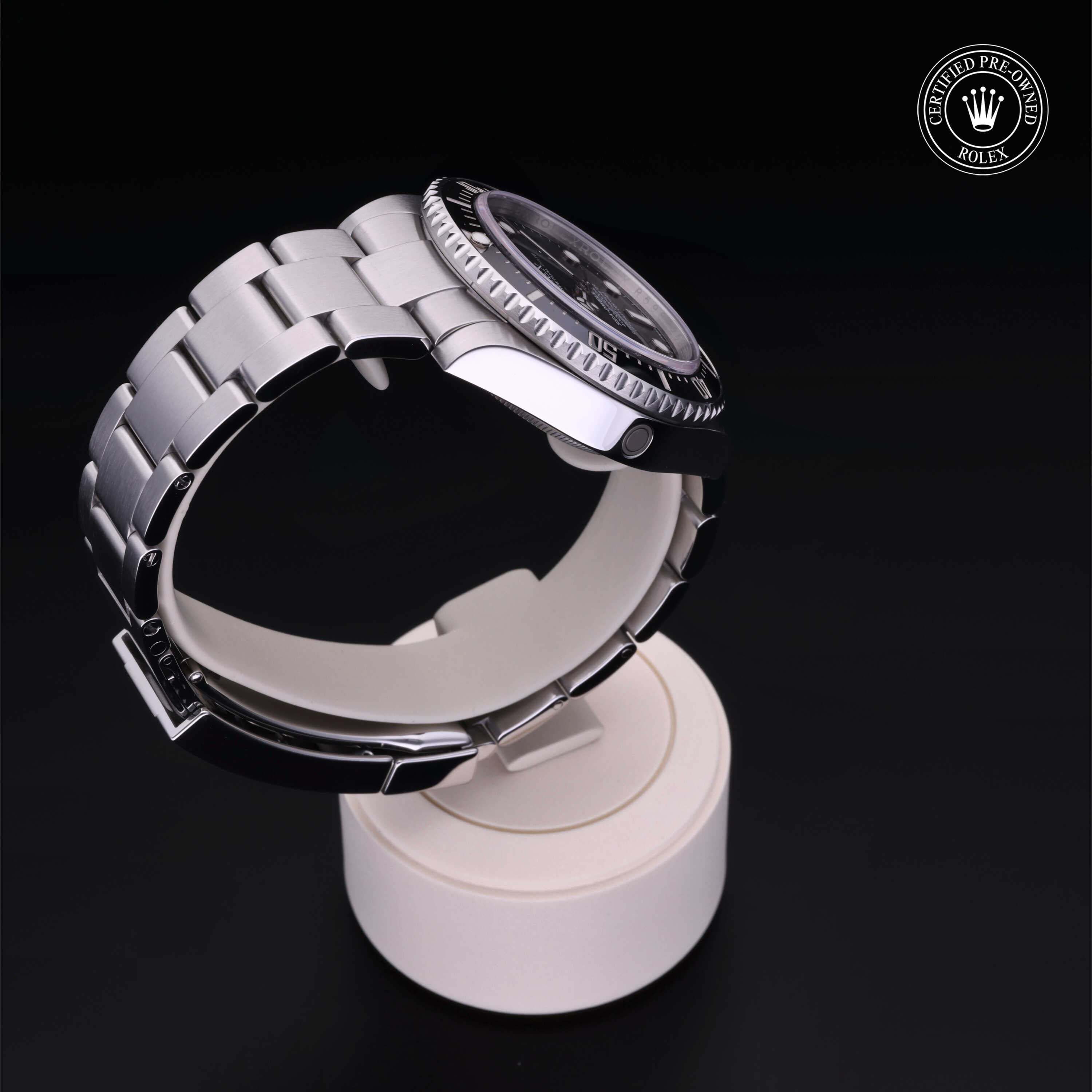 Rolex Certified Pre-owned Sea-Dweller M116600-0003 front on black background