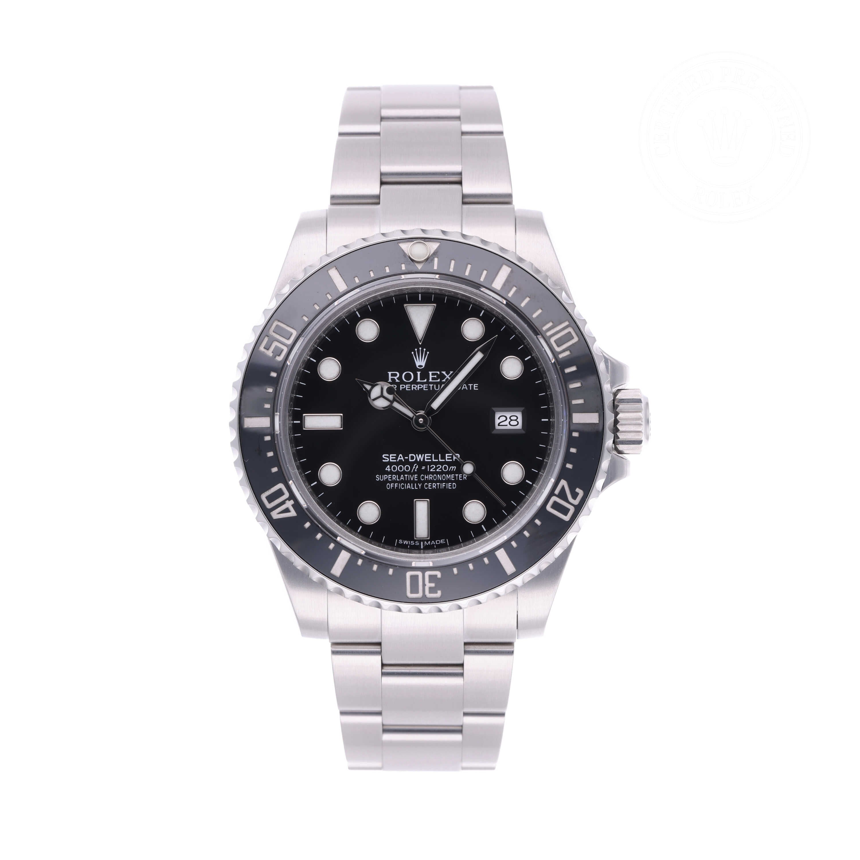 Rolex Certified Pre-owned Sea-Dweller M116600-0003 front on white background