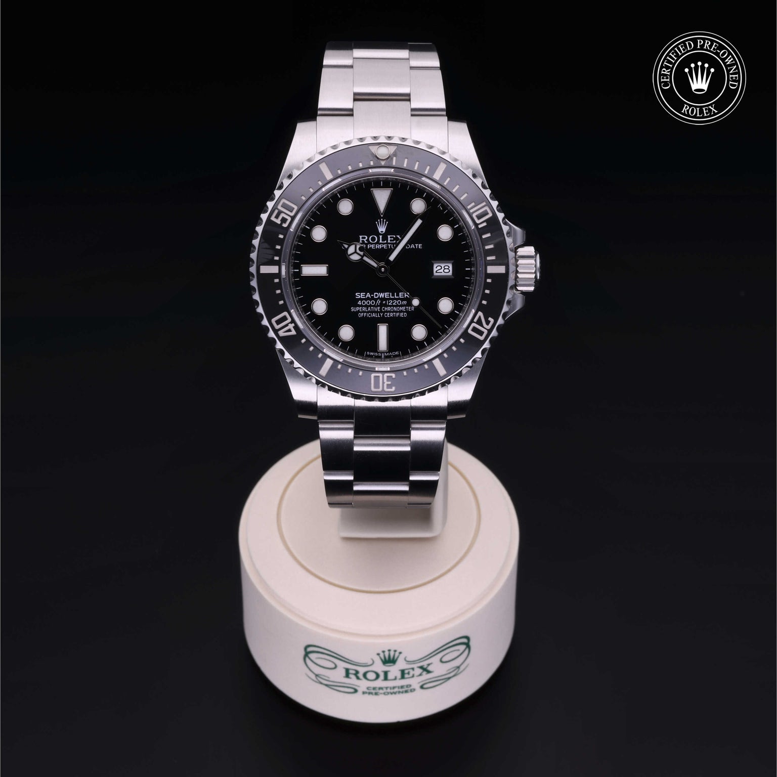 Rolex Certified Pre-owned Sea-Dweller M116600-0003 front on black background