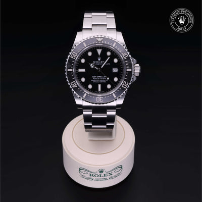 Rolex Certified Pre-owned Sea-Dweller M116600-0003 front on black background