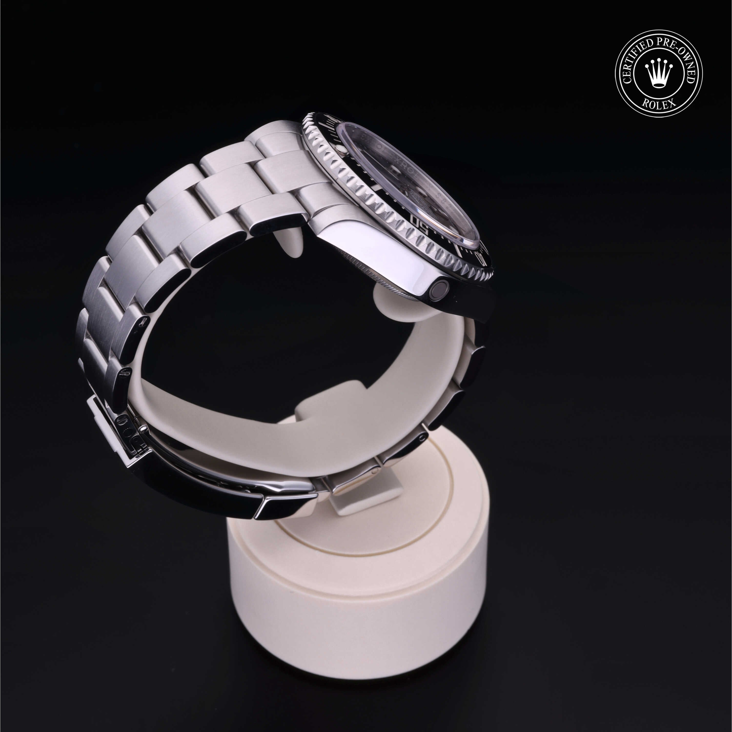 Rolex Certified Pre-owned Sea-Dweller M116600-0003 front on black background