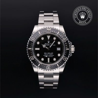 Rolex Certified Pre-owned Sea-Dweller M116600-0003 front on black background