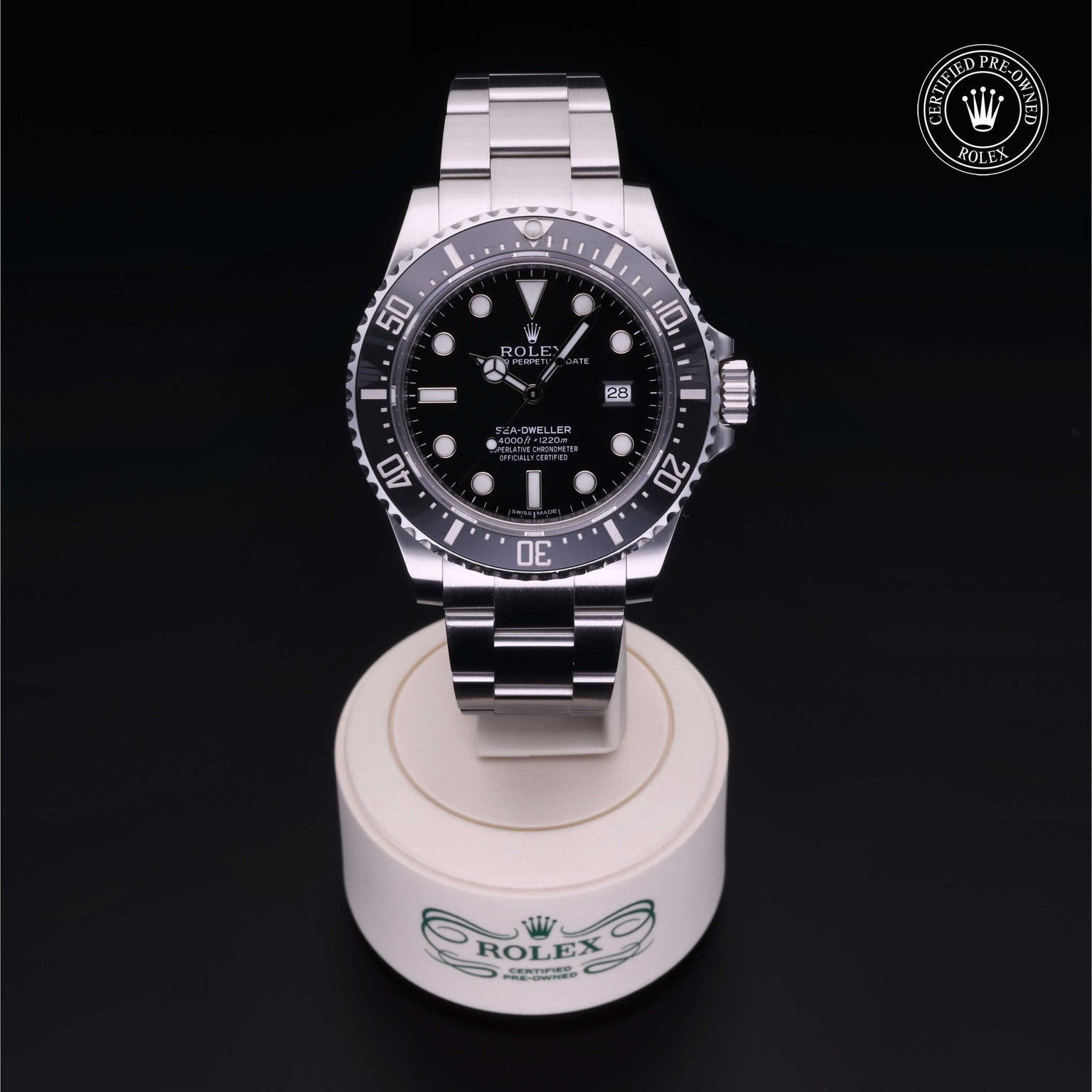 Rolex Certified Pre-owned Sea-Dweller M116600-0003 front on black background