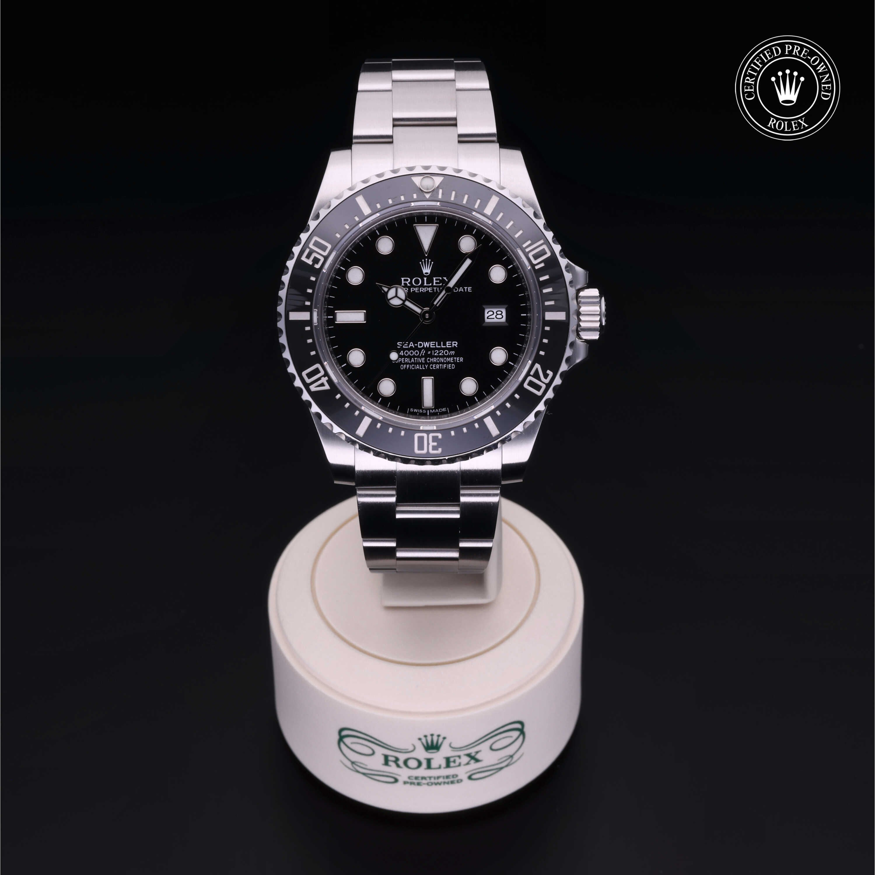 Rolex Certified Pre-owned Sea-Dweller M116600-0003 front on black background