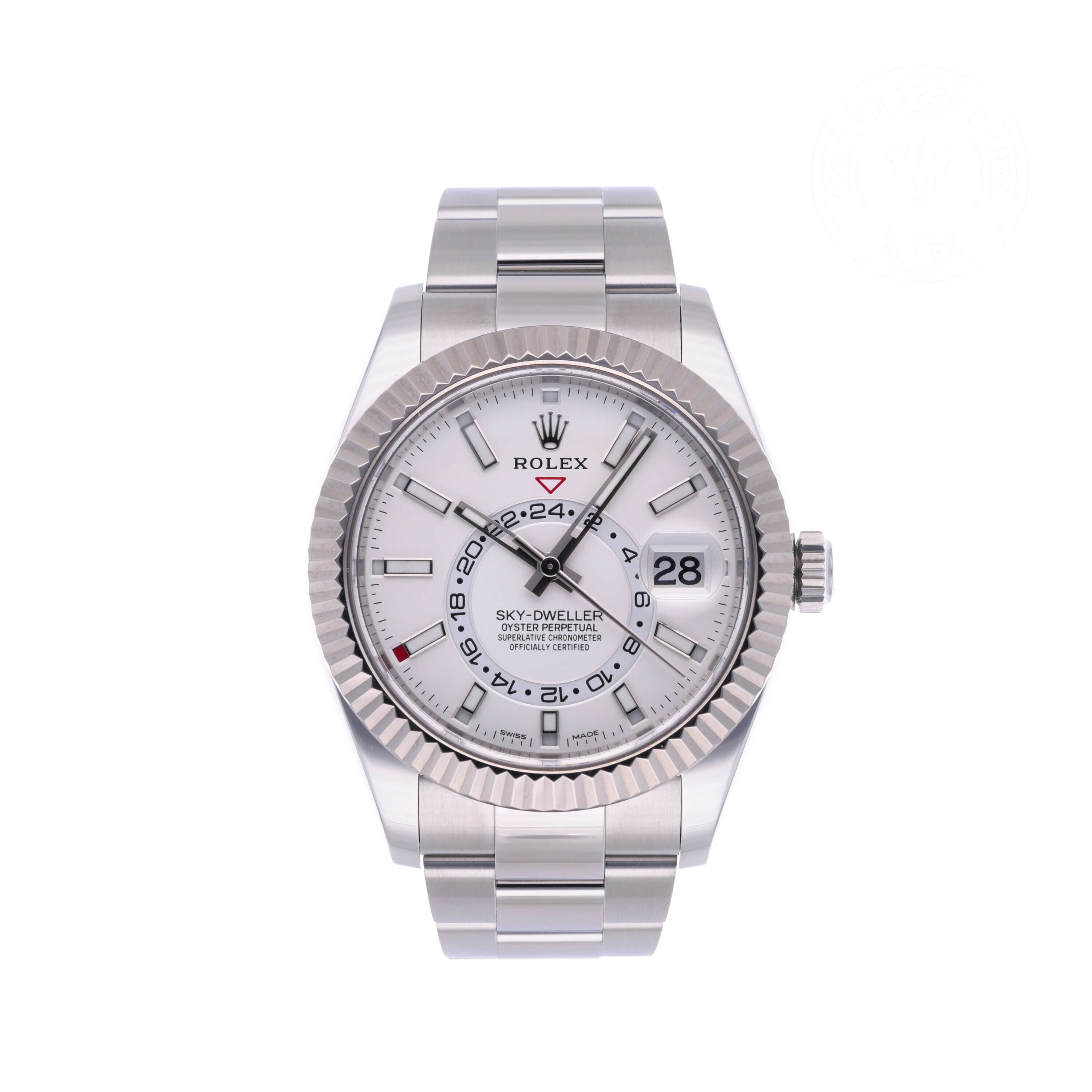 Rolex Certified Pre-owned Sky-Dweller M326934-0001 front on white background