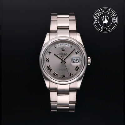 Rolex Certified Pre-owned Day-date M118209-0003 front on black background