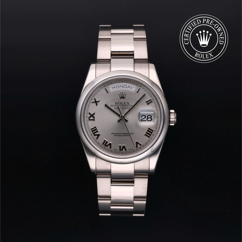Rolex Certified Pre-owned Day-date M118209-0003 front on black background