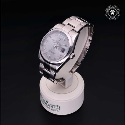 Rolex Certified Pre-owned Day-date M118209-0003 front on black background