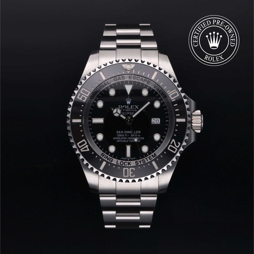 Rolex Certified Pre-owned Sea-Dweller M116660-0001 front on black background