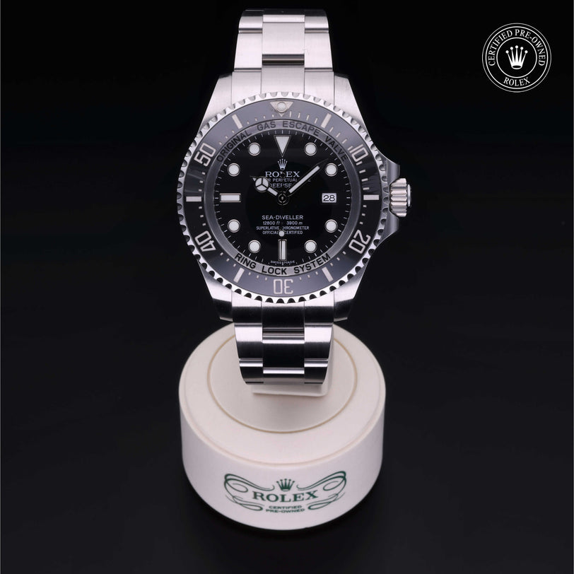 Rolex Certified Pre-owned Sea-Dweller M116660-0001 front on black background