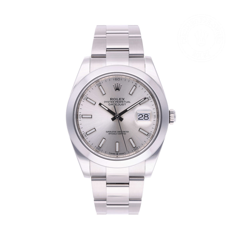 Rolex Certified Pre-owned Datejust M126300-0003 front on white background