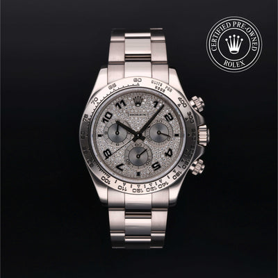 Rolex Certified Pre-owned Daytona M116509-0025 front on black background