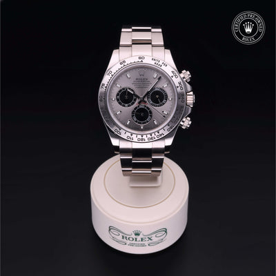 Rolex Certified Pre-owned Daytona M116509-0072 front on black background