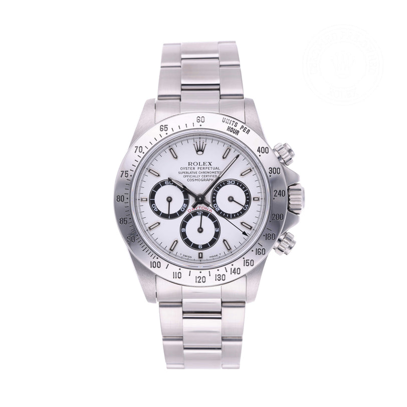 Rolex Certified Pre-owned Daytona M16520-0001 front on white background
